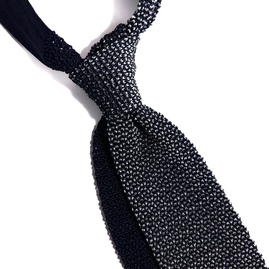 Mottled Navy Blue Silk Knitted Tie-1