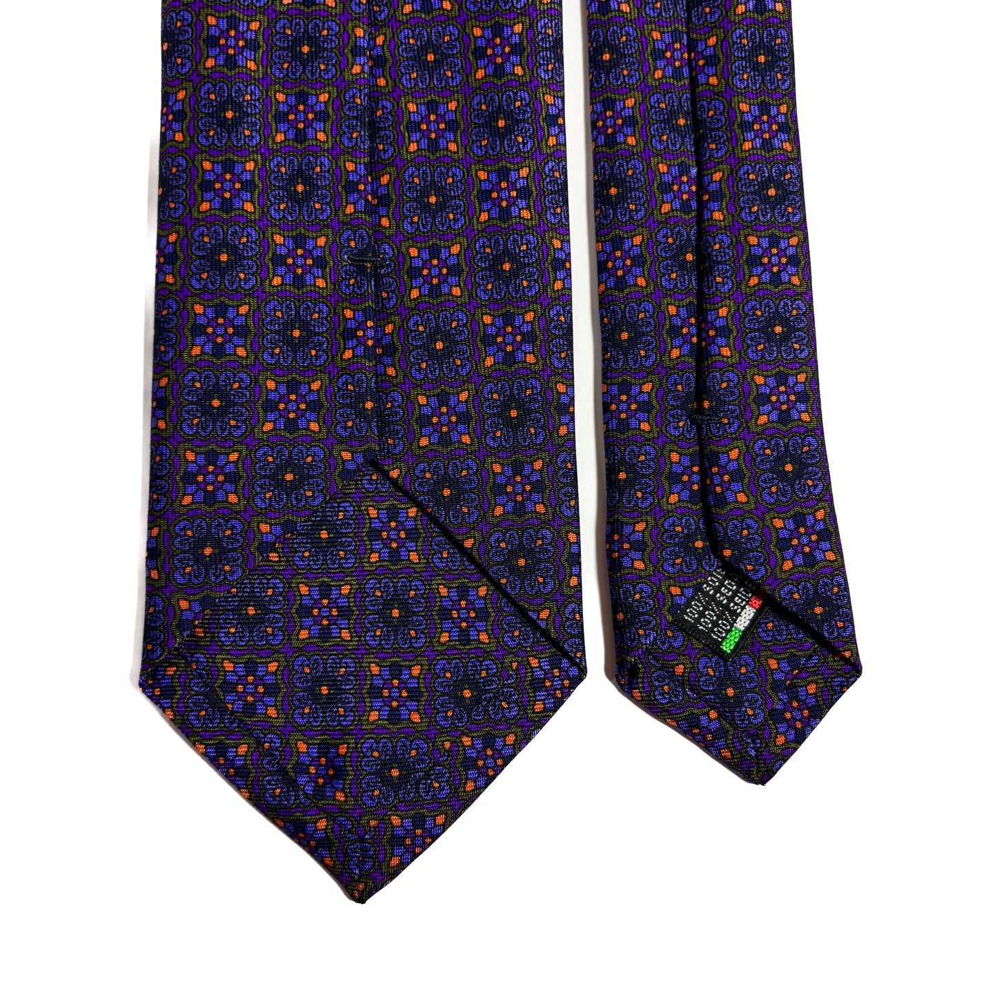 Hand-Printed Purple Geometric Ancient Madder Silk Tie-3
