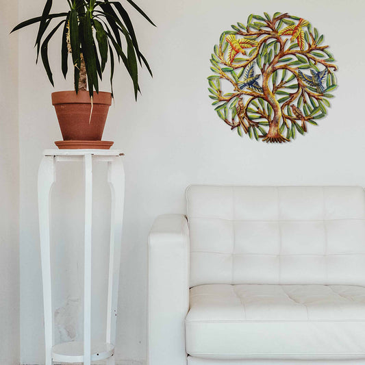 24 INCH PAINTED TREE WITH BIRDS - CROIX DES BOUQUETS