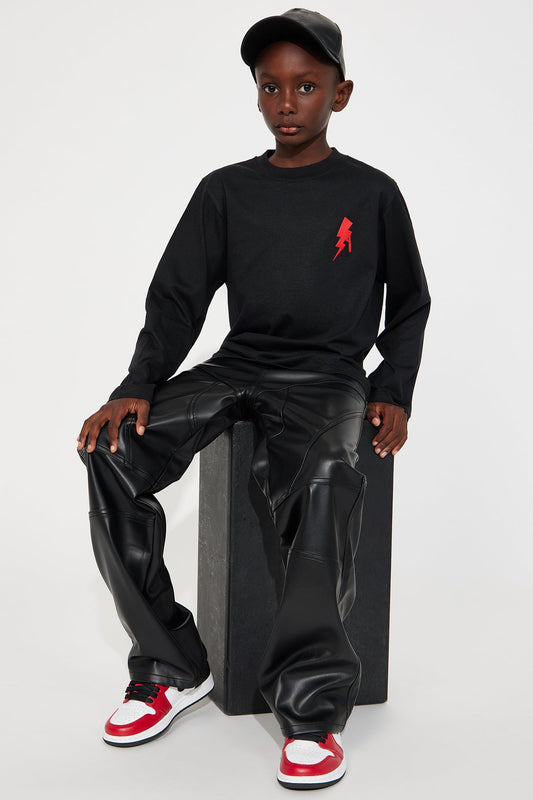 Mini Broken Flame Heart Front/Back Long Sleeve Tee - Black