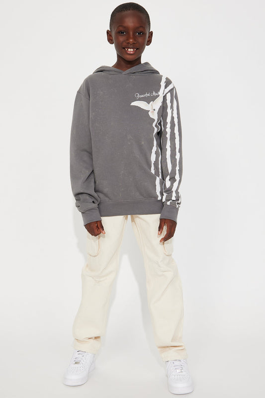 Mini Peaceful Mind Fleece Pullover Hoodie - Grey