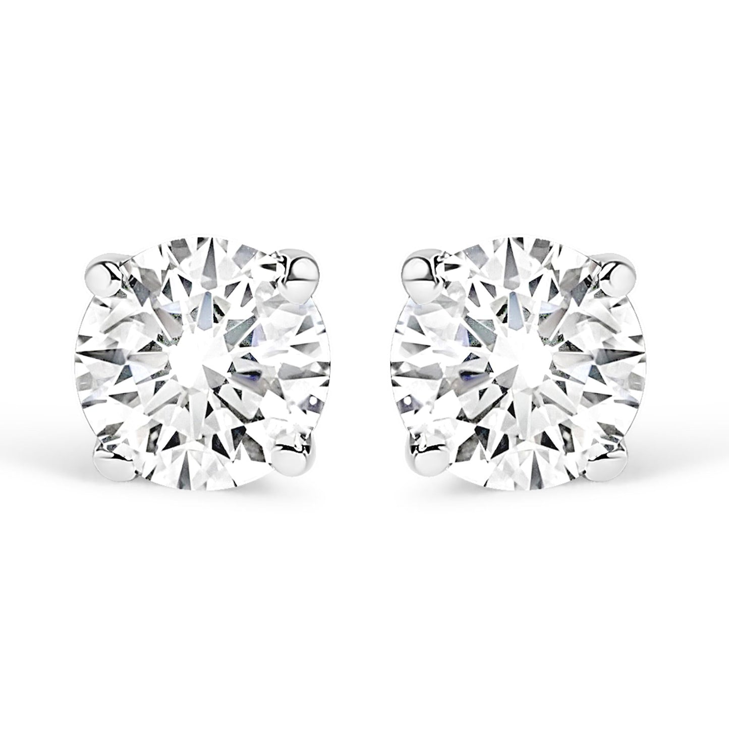 .925 Sterling Silver Silver Round Lab Grown Diamond Classic 4-Prong Solitaire Stud Earrings (F-G Color, VS1-VS2 Clarity)-0