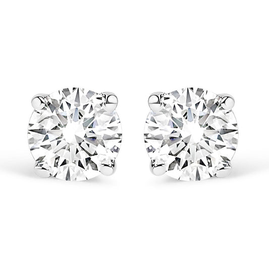 .925 Sterling Silver Silver Round Lab Grown Diamond Classic 4-Prong Solitaire Stud Earrings (F-G Color, VS1-VS2 Clarity)-1