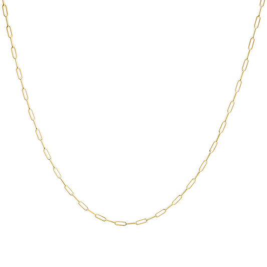 Unisex Solid 14K Gold 2.5mm Paperclip Chain Necklace-1