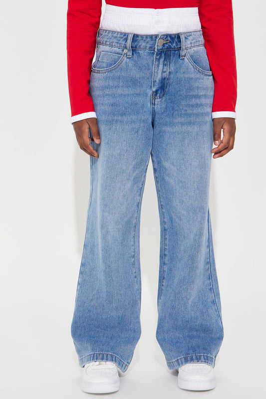 Mini Aaliyah Boxer Baggy Jeans - Medium Wash