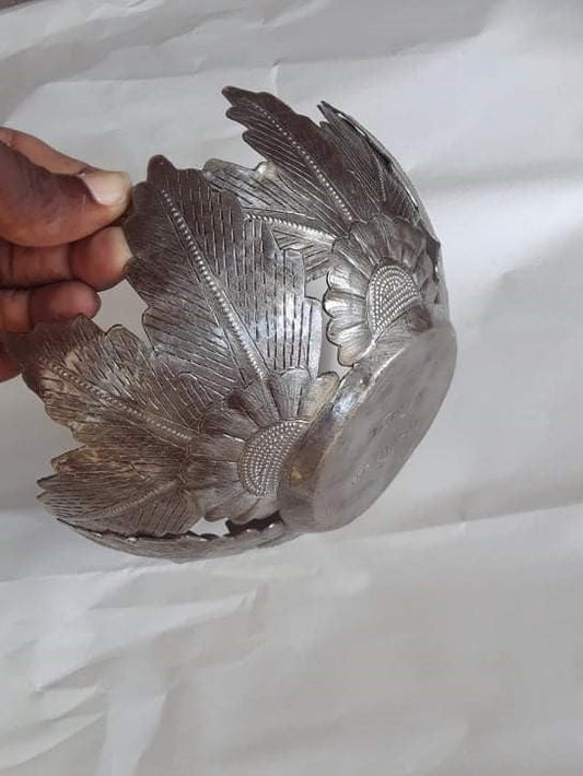 DECORATIVE DRUM ART BOWL OR VOTIVE, FRUIT ON VINE