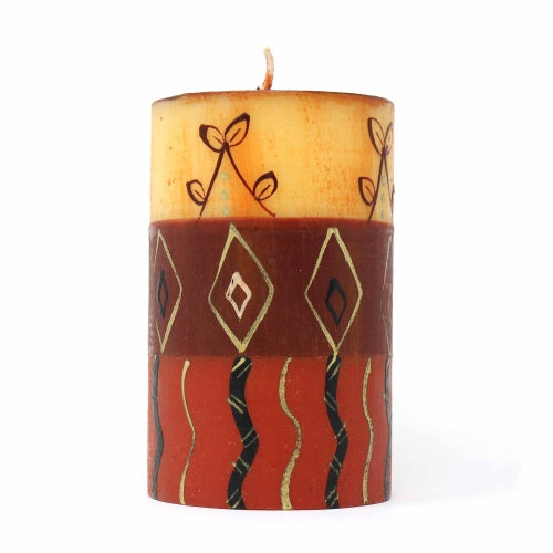 SINGLE BOXED HAND-PAINTED PILLAR CANDLE - BONGAZI DESIGN - NOBUNTO