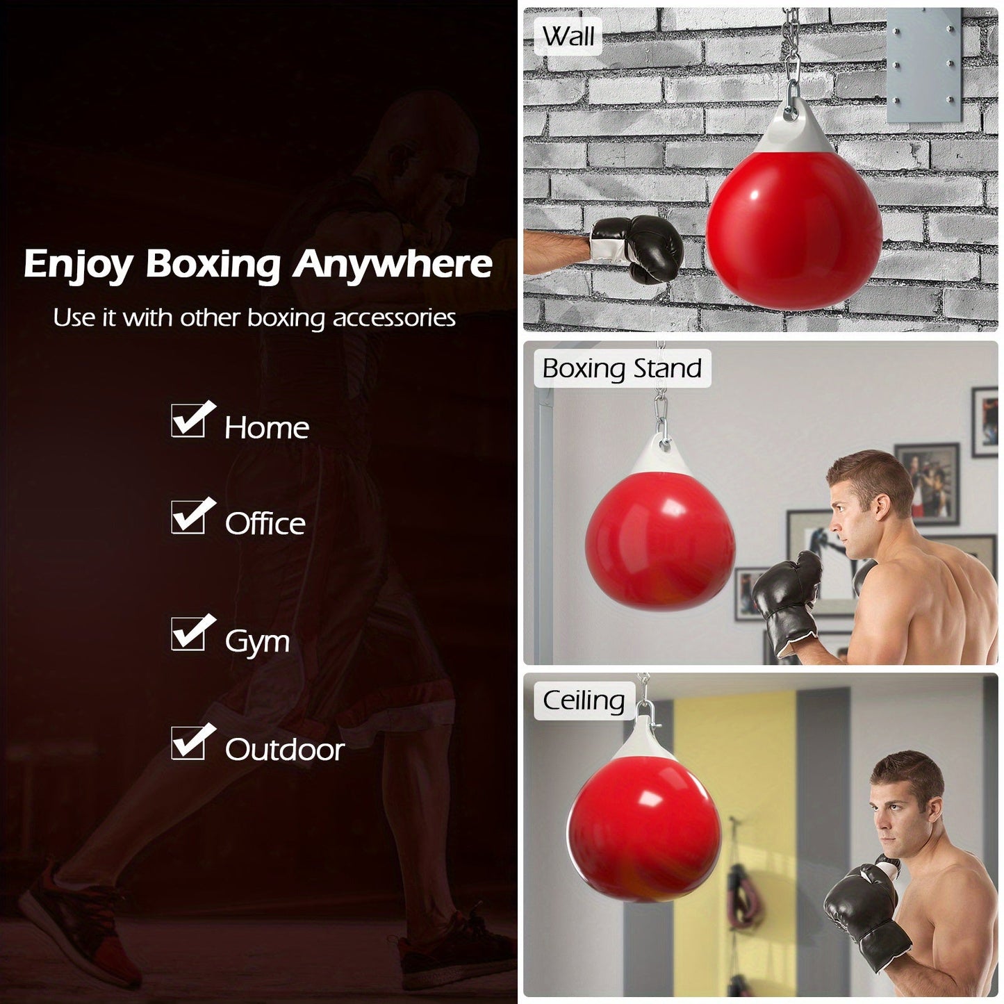 50kg Heavy-Duty Water Punching Bag(Red)-4