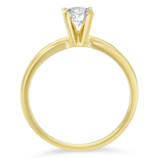 GIA Certified 14k Gold 1/2 Cttw Diamond Solitaire Engagement Ring (H Color, SI1 Clarity)-1