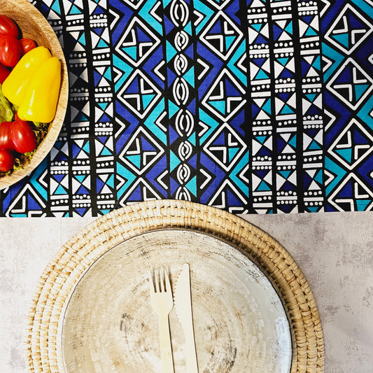 Handmade Table Runner 160x35cm | 180x35 | 200x35cm | African Print "Mudcloth" Bogolan Inspired Print Made from 100% African Print Fabric-1