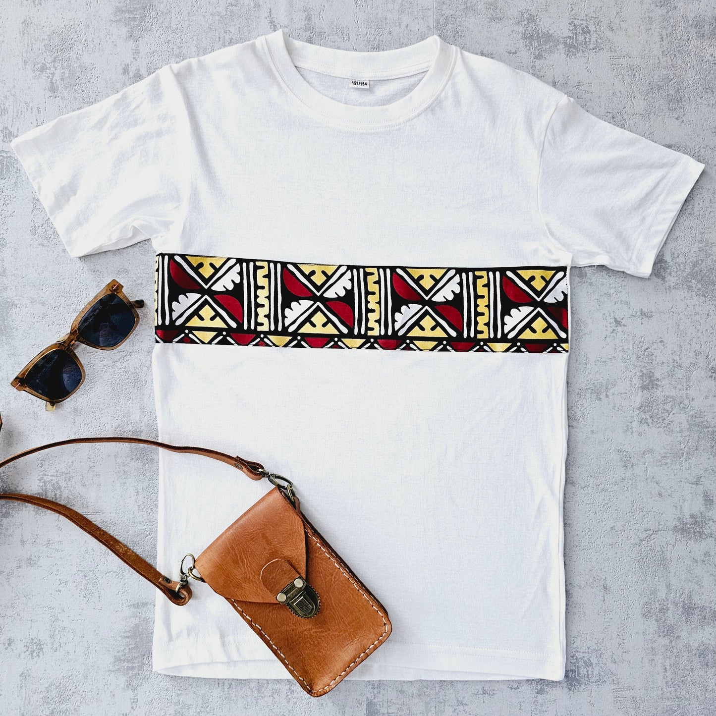 Africa Print Detailed T-Shirt | Ankara Detail and Pocket-2