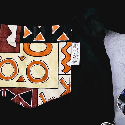 Africa Print Detailed T-Shirt | Ankara Detail and Pocket-1