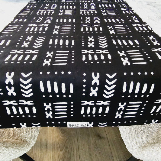 Handmade Table Runner 160x35cm | 180x35 | 200x35cm | African Print "Mudcloth" Bogolan Inspired Print Made from 100% African Print Fabric-1