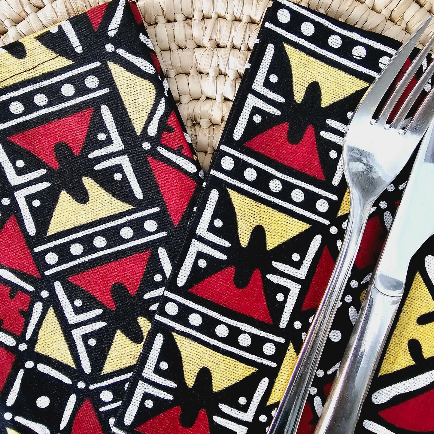 Set of 4 / 8 Napkins | 35x35cm | African Print, Ankara Wax, 100% Cotton-2