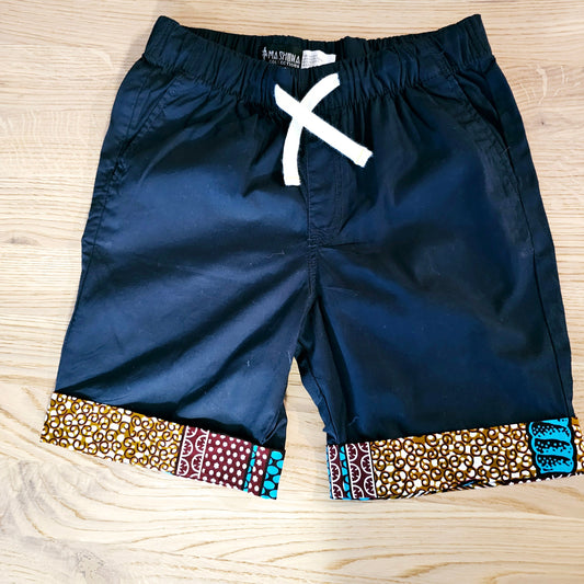 Cotton Pull-on Shorts with African Print Detail for Toddlers and Teens-1