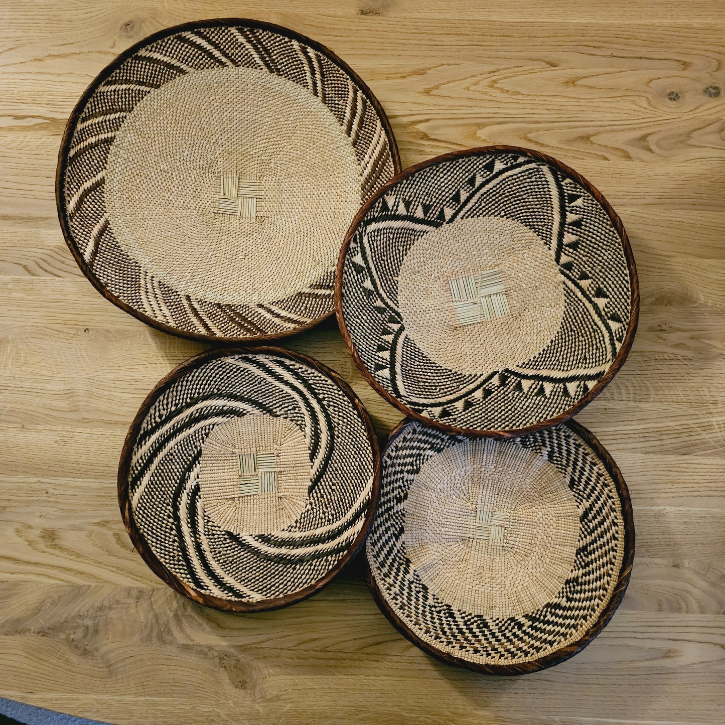 Set of 4 Handmade African Baskets Zimbabwe | Boho Wall Decor | 4B-6