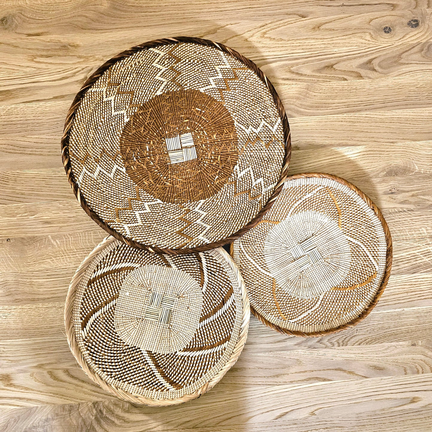 Set of 3 Handmade African Wall Baskets | Zimbabwe Baskets | Boho Wall Decor | 3A-5