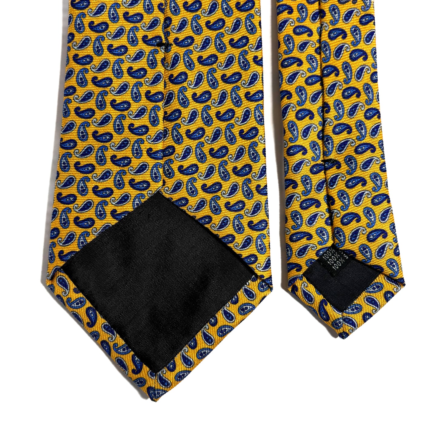 Yellow Small Paisley Silk Tie (Handmade in Italy)-3