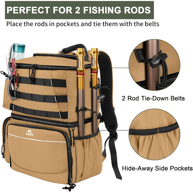 Fishing Tackle Backpack with Rod Holders & Cooler-4