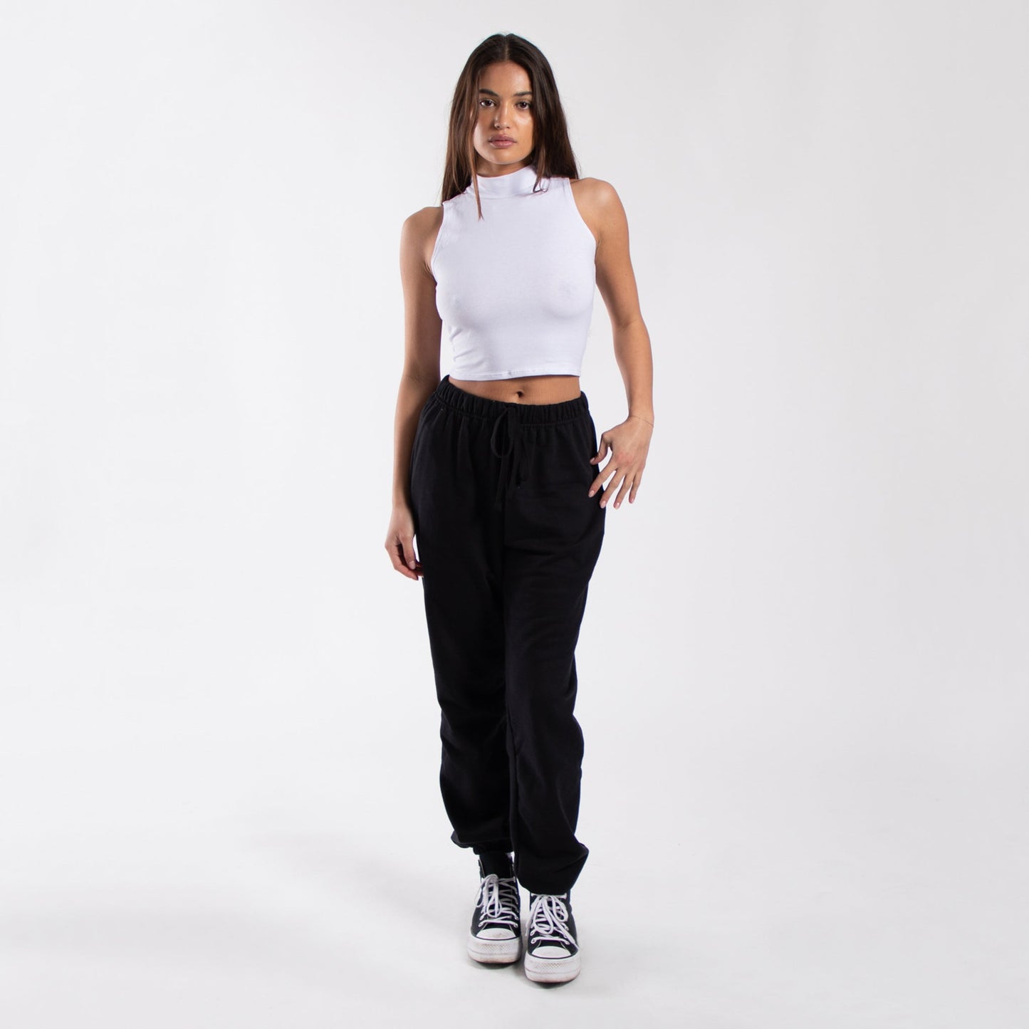 0890 - Women's Mock Neck Cropped Muscle Tank-2