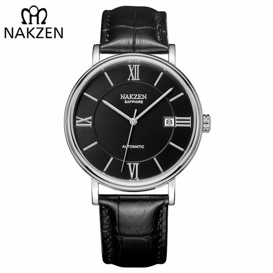 NAKZEN Men Business Automatic Mechanical Watches Brand Luxury Leather Man Wrist Watch Male Clock Relogio Masculino Miyota 9015-1