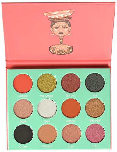 Juvia's Place The Saharan - Reds, Black, White, Golds, Peach, Shades of 12, Nude Eyeshadow Palette, Professional Eye Makeup, Pigmented Eyeshadow Palette for Eye Color & Shine