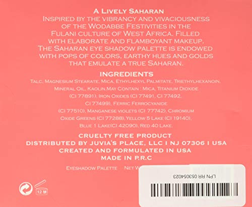 Juvia's Place The Saharan - Reds, Black, White, Golds, Peach, Shades of 12, Nude Eyeshadow Palette, Professional Eye Makeup, Pigmented Eyeshadow Palette for Eye Color & Shine