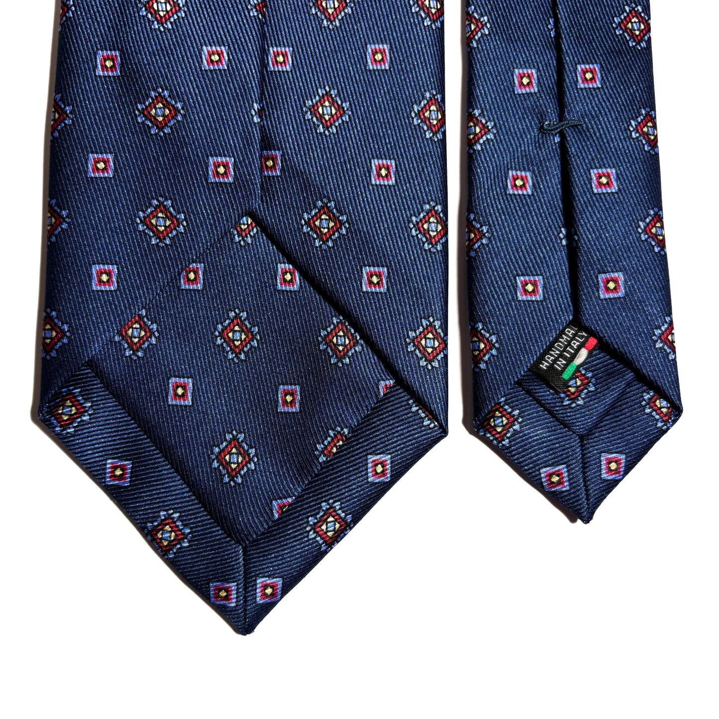 Navy Blue Geometric English Printed Silk Tie-3