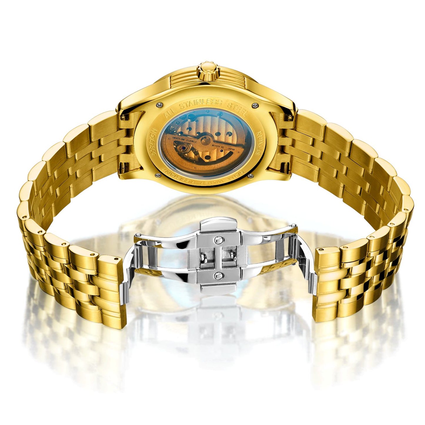 RUIMAS Luxury Men Mechanical Watches Sapphire Glass Stainless Steel Bracelet Business Casual WristWatch Clock Montre Homme-9