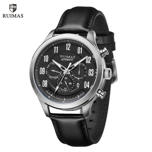 RUIMAS Luxury Casual Sport Watch for Men's Automatic Mechanical Watches Leather Luminous Man Clock Wrist Watch Chronograph 6785-0