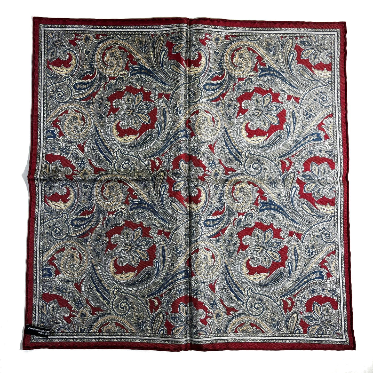 Burgundy Paisley Silk Pocket Square-4