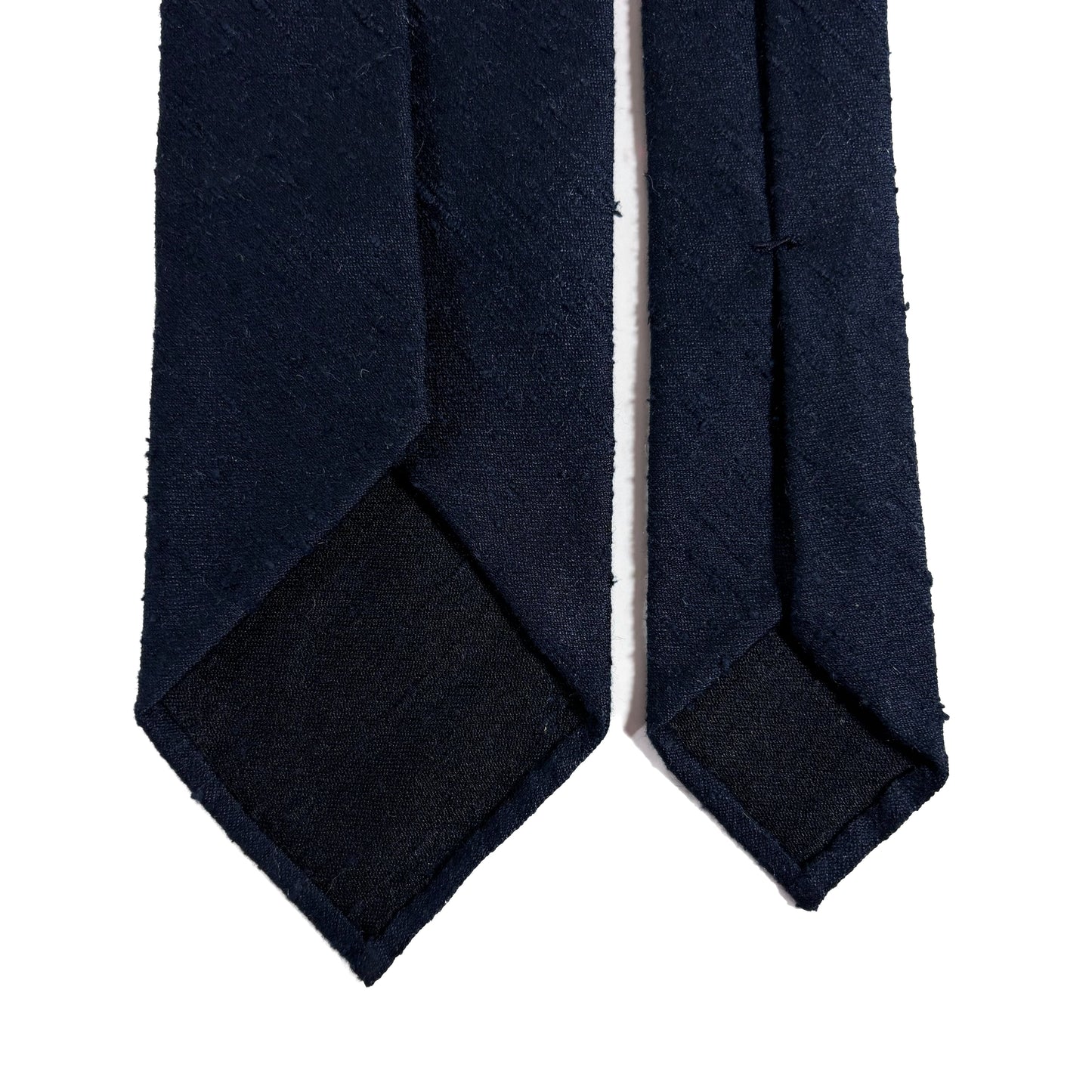 Untipped Navy Blue Silk Shantung Tie-3