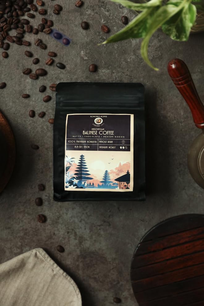 Komodo Koffee Organic Balinese Specialty Coffee sourced from Bali, Indonesia - Whole bean - Medium Roast 8.8oz (250g)