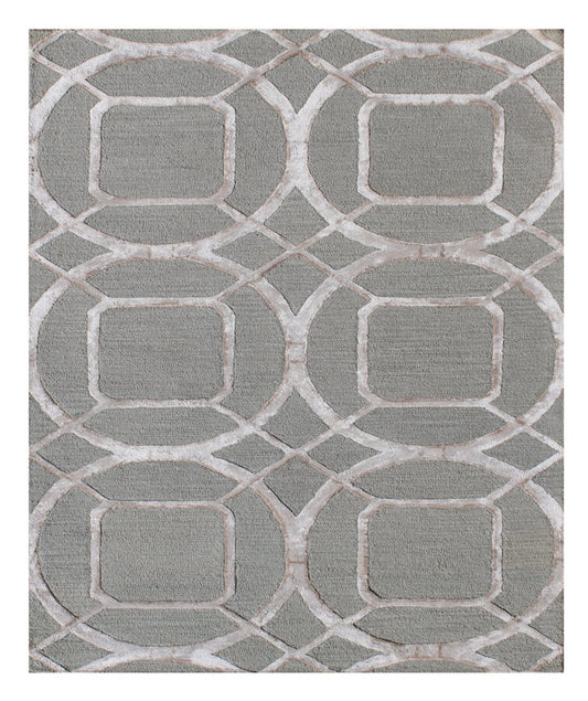 5' X 8' Gray and Light Gray Abstract Geometric Hand Tufted Area Rug-1