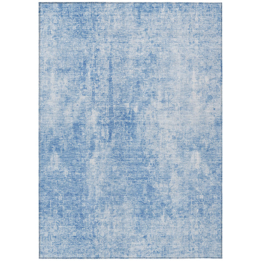 3' X 5' Denim Blue And Ivory Abstract Washable Indoor Outdoor Area Rug-1