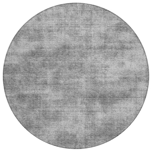 8' Gray Round Washable Indoor Outdoor Area Rug-1