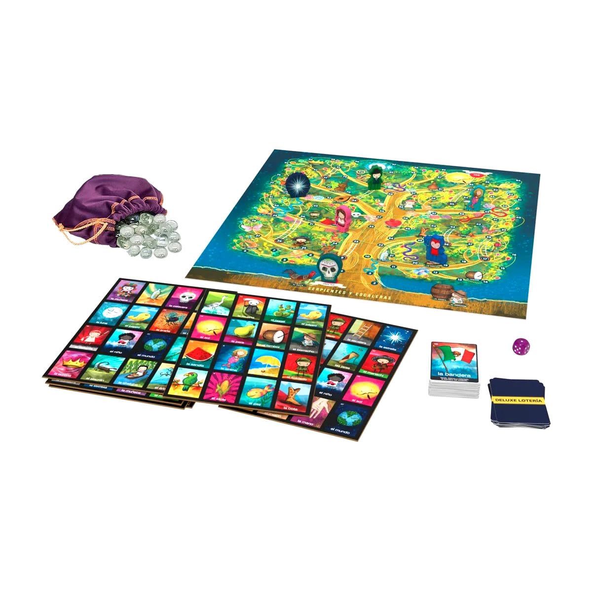 Deluxe Loteria Snakes and Ladders (Serpientes Y Escalera) with Loteria Classic Mexican Board Game