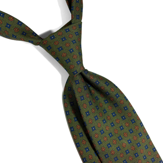 Fern Green Floral Italian Madder Silk Tie-1
