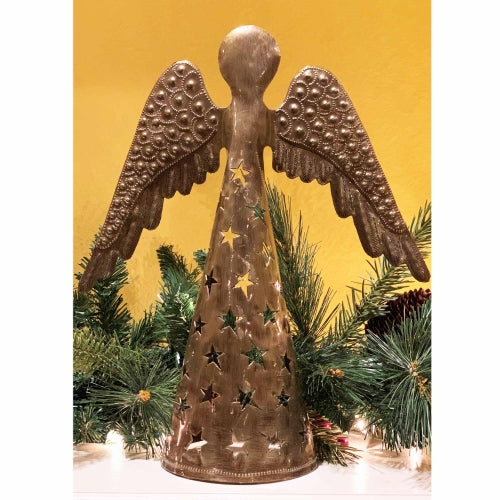 14-INCH METALWORK ANGEL - WINGS DOWN - CROIX DES BOUQUETS (H)