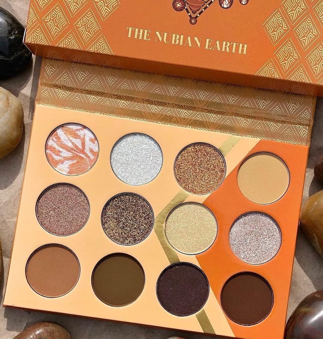 Juvia's Place The Nubian Earth - Orange, Browns, Tans, Shades of 12, White Pressed Eyeshadow Palette, Professional Eye Makeup, Pigmented Eyeshadow Palette, Cosmetic Palette for Eye Color & Shine