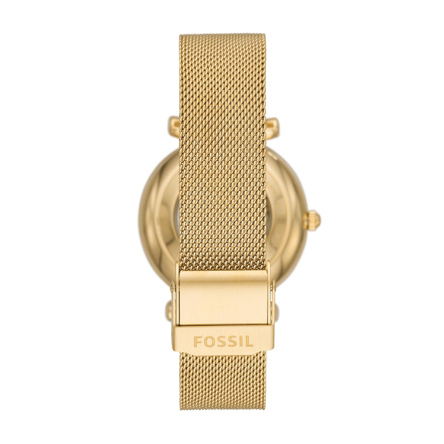 Fossil Women's Carlie Automatic Stainless Steel Mesh Three-Hand Watch, Color: Gold (Model: ME3250)