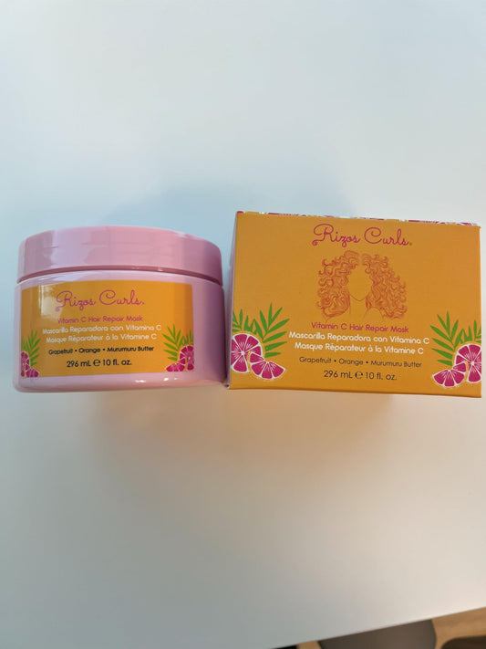 Rizos Curls Vitamin C Hair Repair Mask, Deeply Moisturizes & Hydrates, Softens & Minimize Frizz while Adding Shine, For Dry Damaged Hair, Infused with Shea Butter, 10 oz