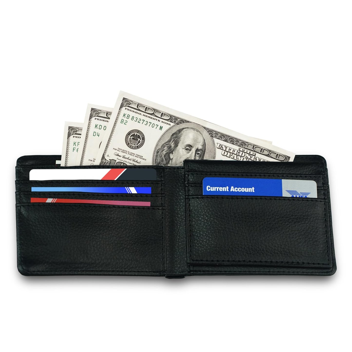 Sentiment House Personalized Wallet for Men – Custom Engraved Men's Wallet, Faux Leather, ID Windows, Card Slots – Tarjeteros de Hombres, Leather Gifts for Him, Husband Birthday Gift, Boyfriend Gift