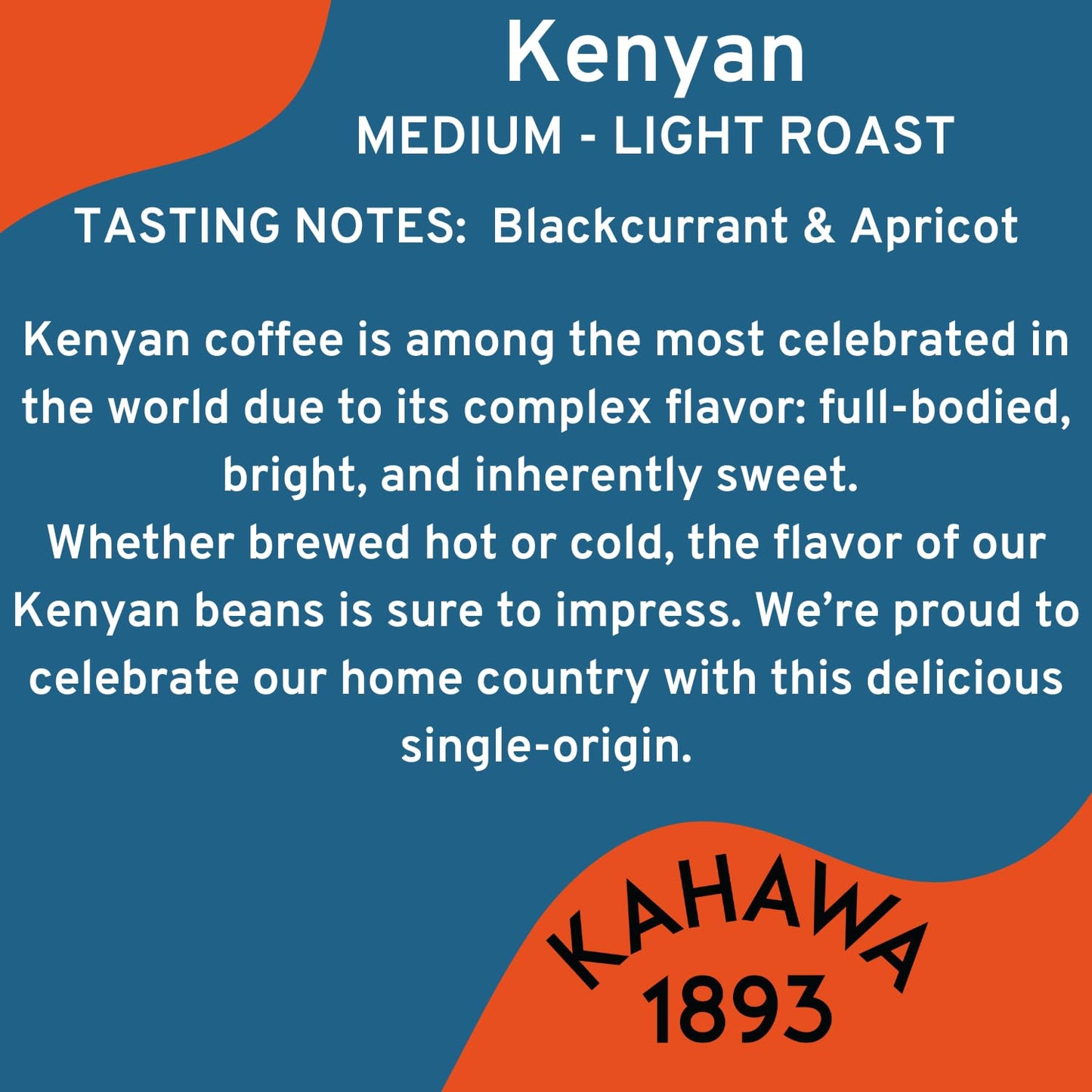 KAHAWA 1893 - Whole Coffee Beans - Kenya Single Origin - Great for Iced Coffee - As Seen on Shark Tank - Medium Roast - Directly Farmer Sourced from Kenya - Tasting Notes: Blackcurrant & Apricot -2ct