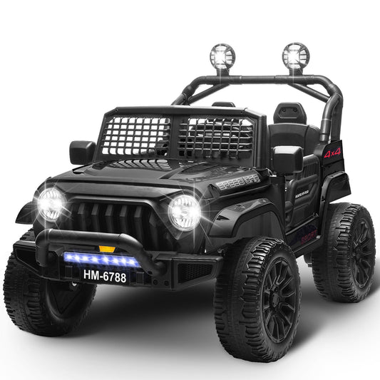 Beblinglet 2 Seater Ride On Toys Car for Big Kids, 24V Electric Vehicles w/20'' Wide Seat, Remote Control, 5MPH Max, Music, Wireless, Full Suspension, Battery Powerd Cars Truck for Kids Boys (Black)