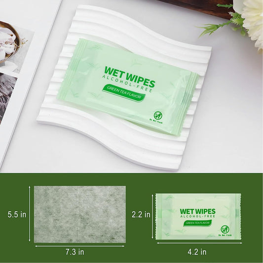 100 Pack Green Tea Wet Wipes Bulk for Homeless, Clean Face Hands Quickly, Green Tea Wet Wipes Bulk for Homeless, Perfect for Hiking Camping Travel Outdoor
