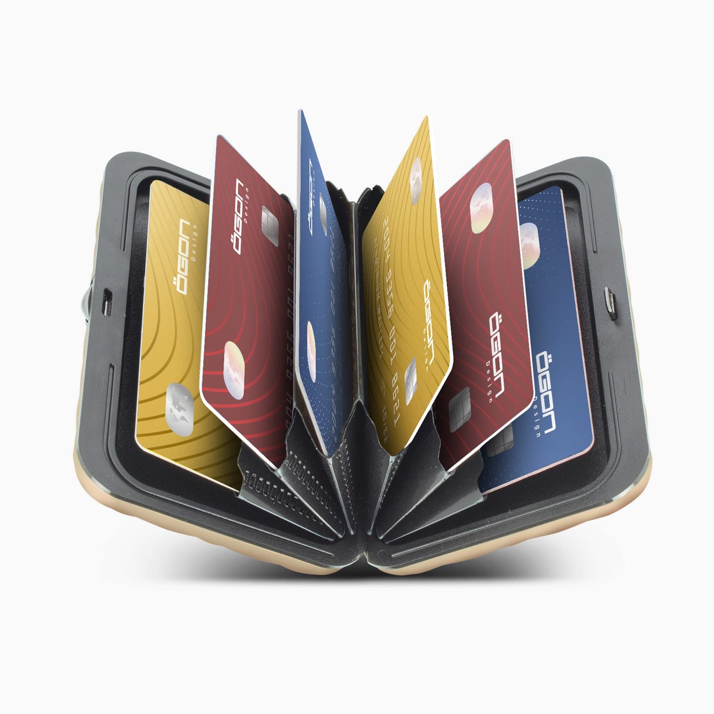 ÖGON -DESIGNS- Aluminum wallet for women Lady Case - Quilted metal purse - RFID Blocking card holder - Up to 10 cards and banknotes