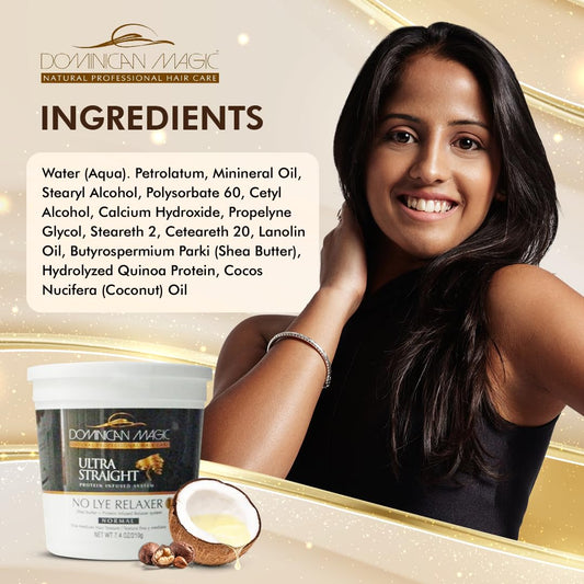 Dominican Magic Ultra Straight No Lye Hair Relaxer – Gentle Formula for Smooth, Frizz-Free, and Straight Hair – 7.4oz, Normal Strength, Professional Grade Relaxer