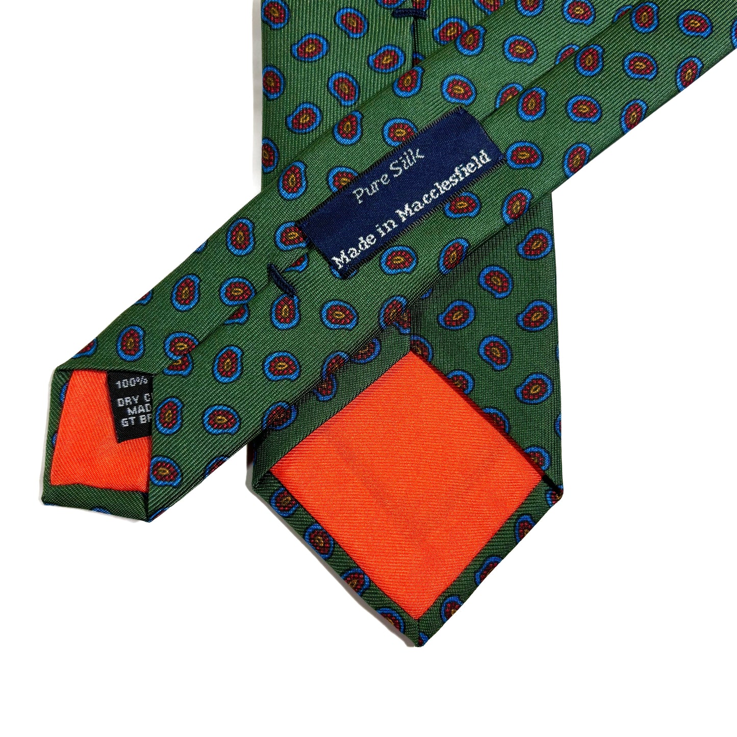 Slim Screen-Printed Green Paisley Foulard Silk Tie-3