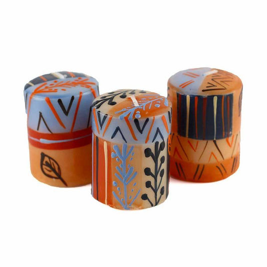 HAND PAINTED CANDLES IN UZUSHI DESIGN (BOX OF THREE) - NOBUNTO